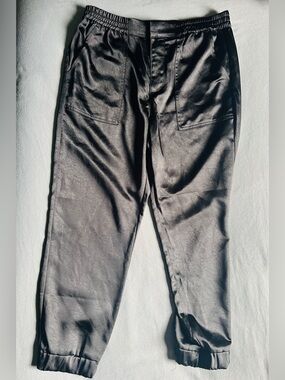 Sanctuary Black Satin Joggers with Elastic Cuffs